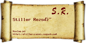 Stiller Rezső névjegykártya